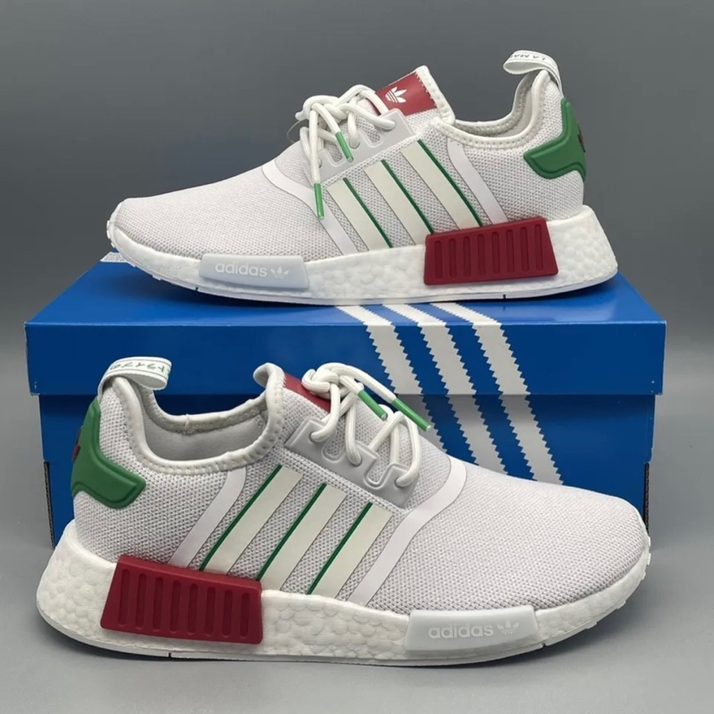 Adidas Originals NMD_R1 Shoes Kids White Green Red Youth/ Women